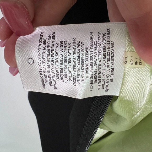 T. Tahari Women's Dress Sheath Knitted Square Neck Black Green, Sz 12 - Picture 13 of 16